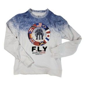 Y2K Born Fly Anytown Sweatshirt Mens L Pullover FLYSTARS Wold Flags Sublimated
